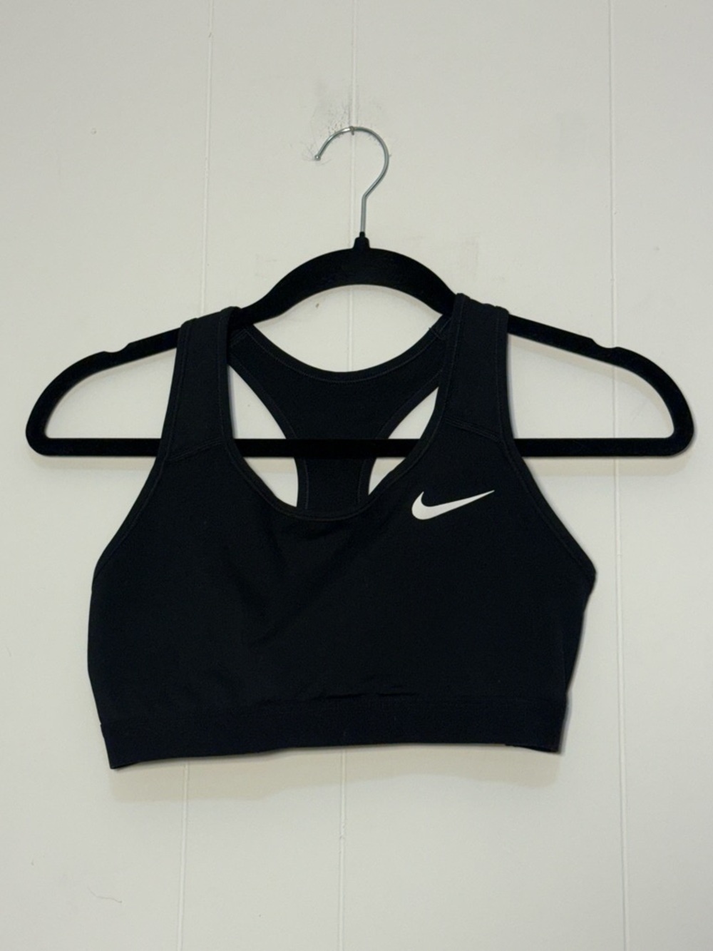 Nike Black Racerback Sports Bra with White Swoosh